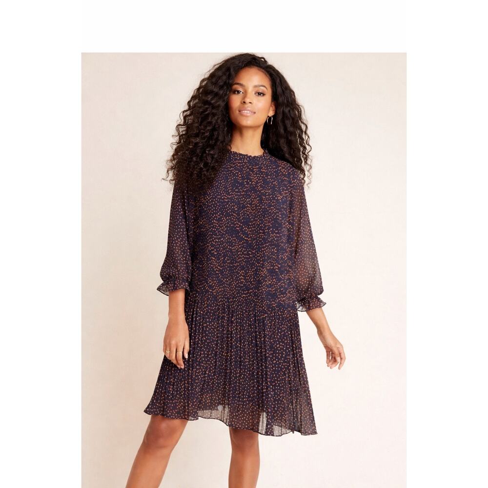 Anthroplogie boho shift dress in navy with gold star pattern women’s size 4